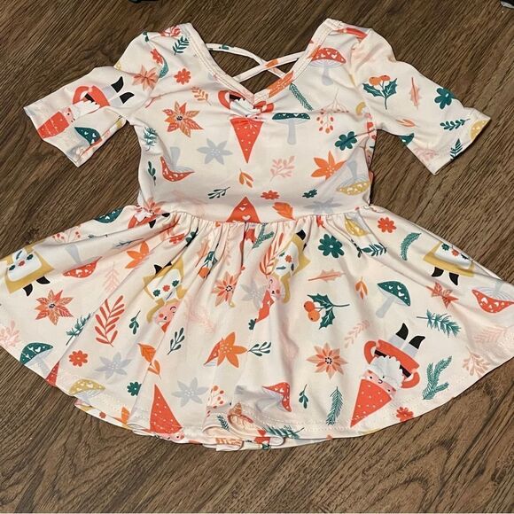 Dot Dot Smile 4 Ballerina Twirl Holiday Dresses Green Black Cream Orange 6-12 mo - Picture 9 of 11